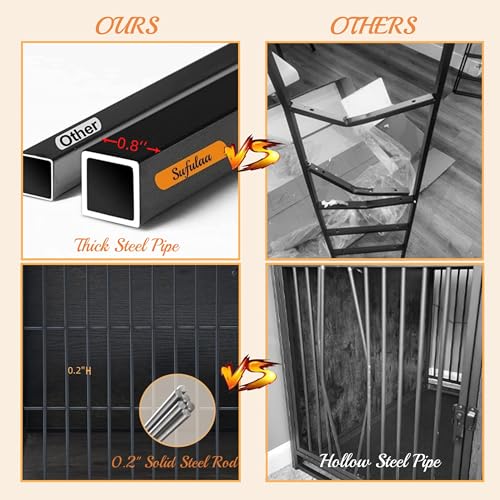 Heavy Duty Wooden Dog Crate with 3 Doors and 3-Layer Storage Shelves D45630