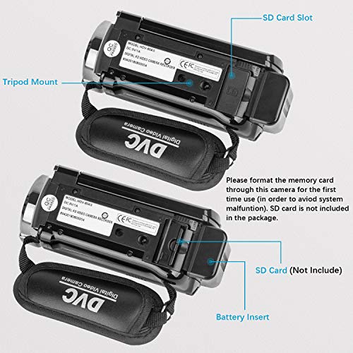 Black 24MP Full HD 1080P Camcorder with 2 Batteries C2404