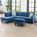 Red 3-Piece 4 Seat L Shaped Fabric Couch with Storage Ottoman P981538