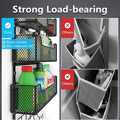 White Over The Door Organizer with PVC Pocket and 4 Metal Baskets R5541