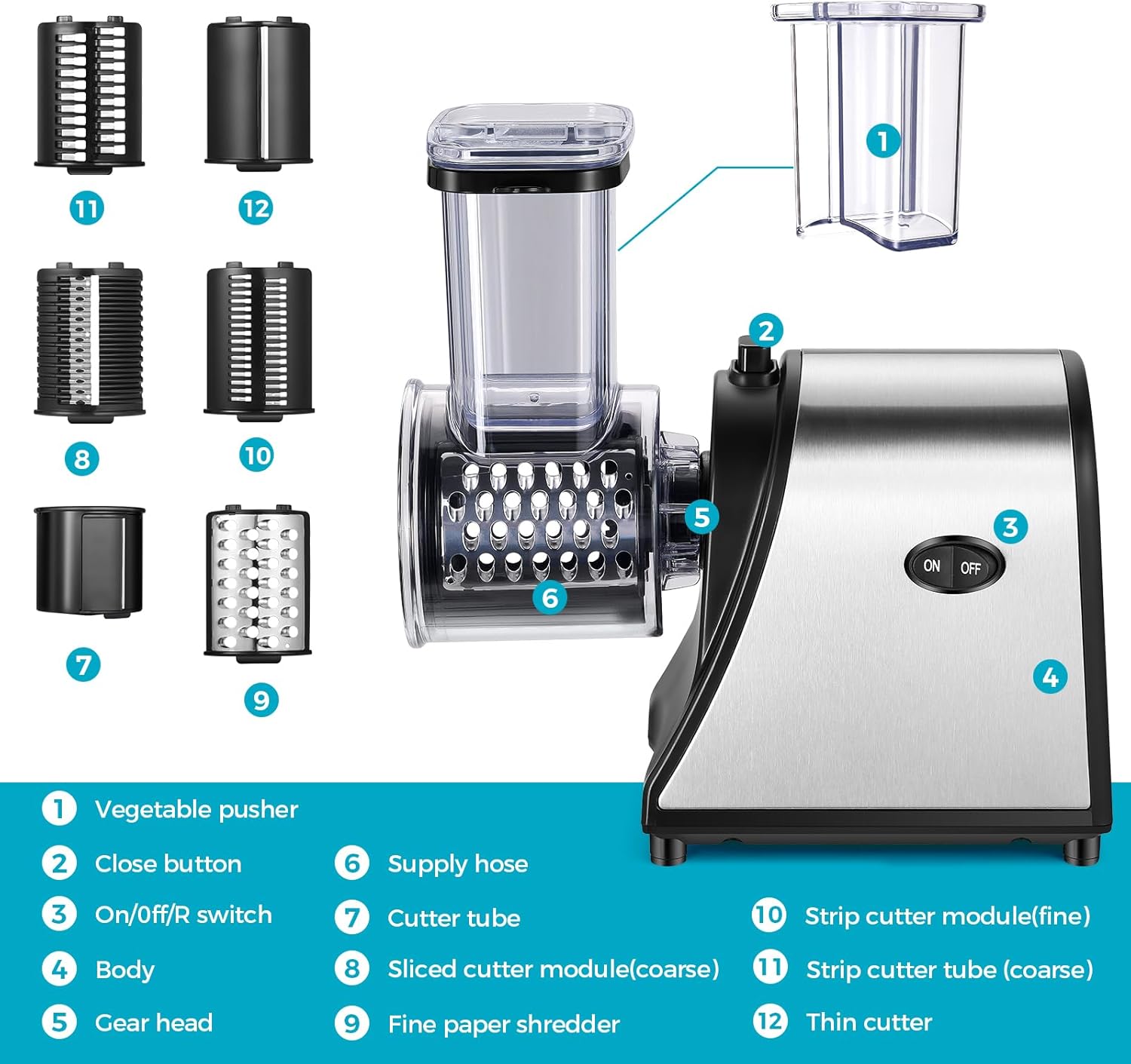 250W Electric Cheese Grater with 5 Attachments K260858