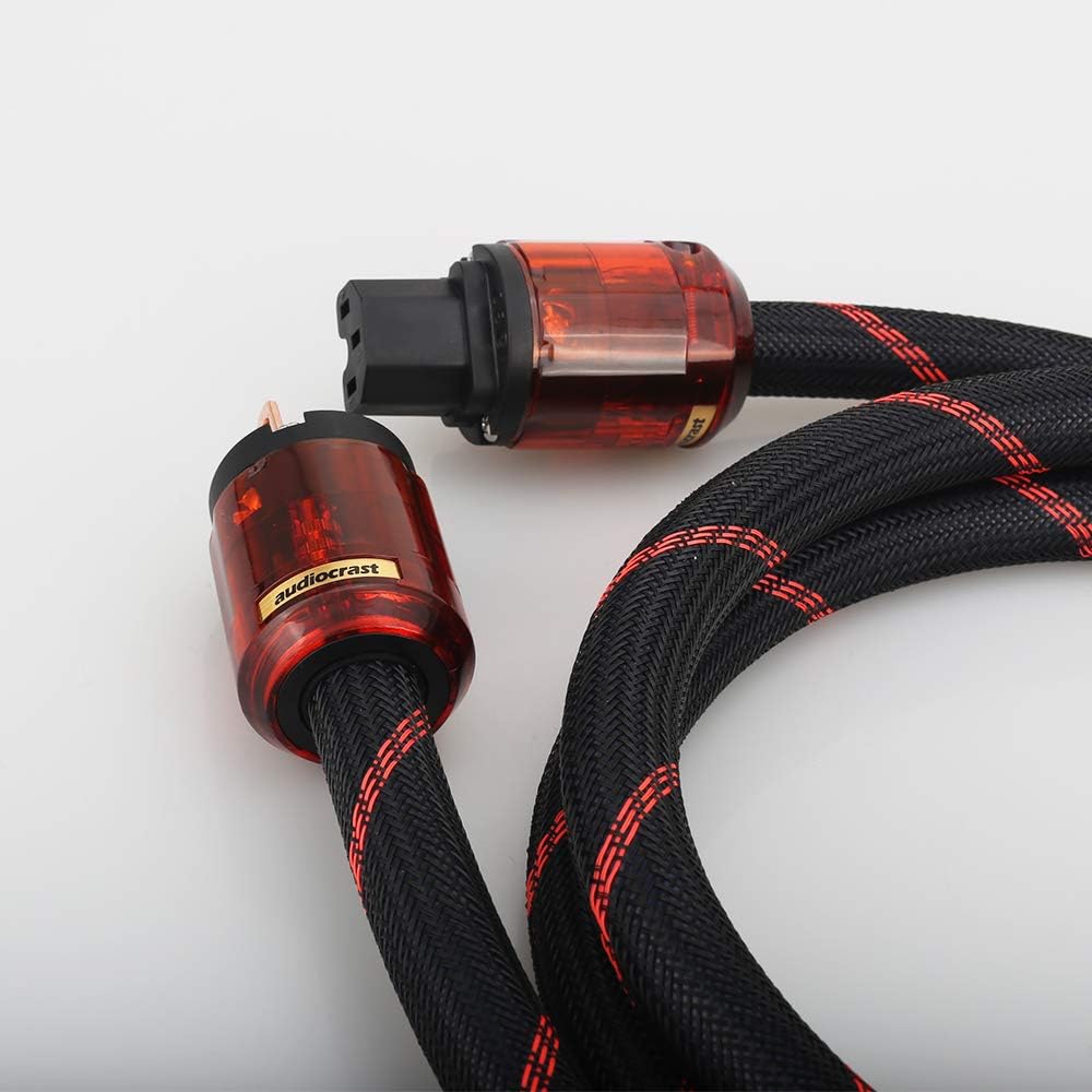 HiFi Power Cable, 125V 15A, Copper Shielding, Braided Sleeve, 6.6FT G1158
