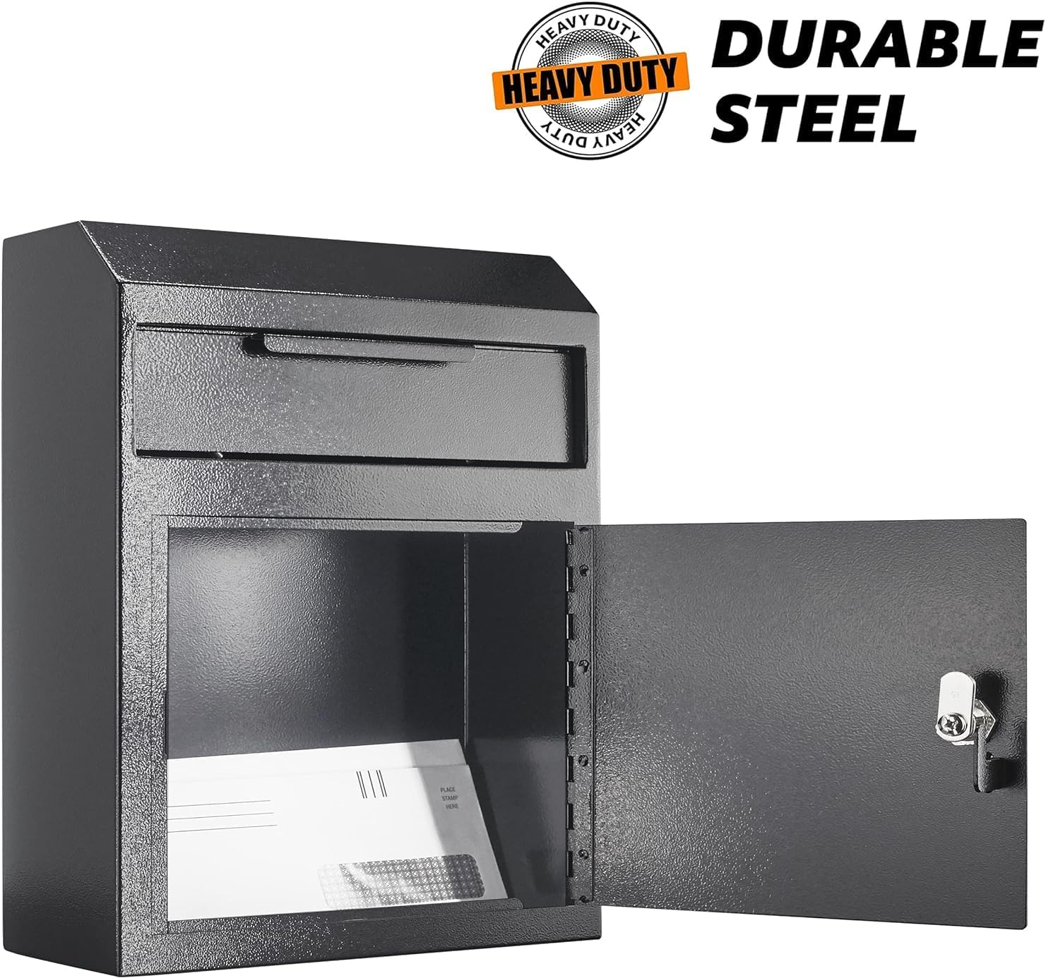 Extra Large Metal Wall Mount Locking Deposit Drop Box Safe (Black) J819