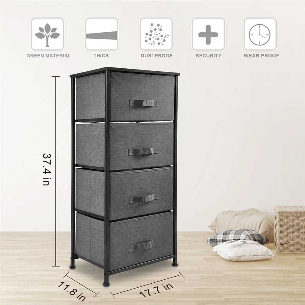 Dark Grey 4 Drawer Fabric Dresser with Steel Frame U395