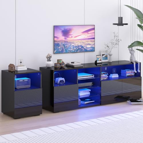 Black High Glossy LED TV Stand L511