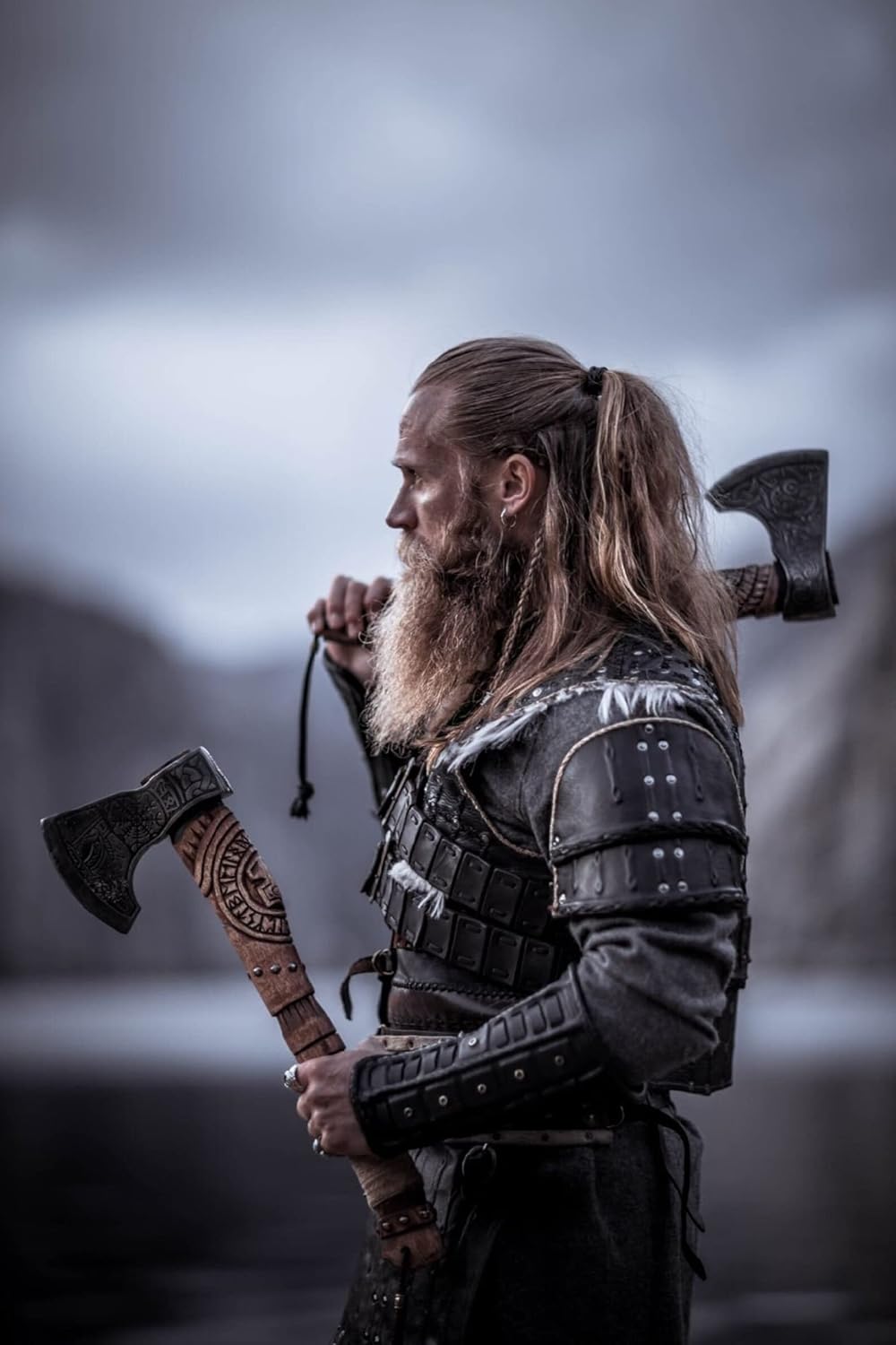 Forged Carbon Steel Viking Axe with Rose Wood Shaft T540781