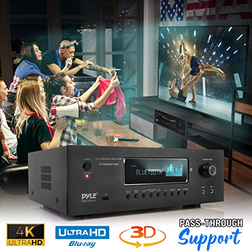 1000W 5.2 Channel Home Theater Receiver with Bluetooth 5.0 and 2 UHF Wireless Mics E45183