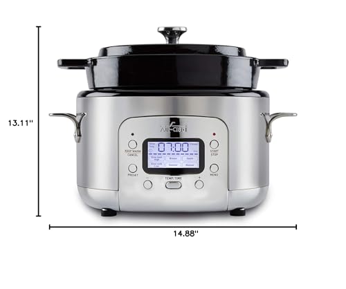 5 Quart 7-in-1 Electric Slow Cooker with Stainless Steel and Cast Iron C1123