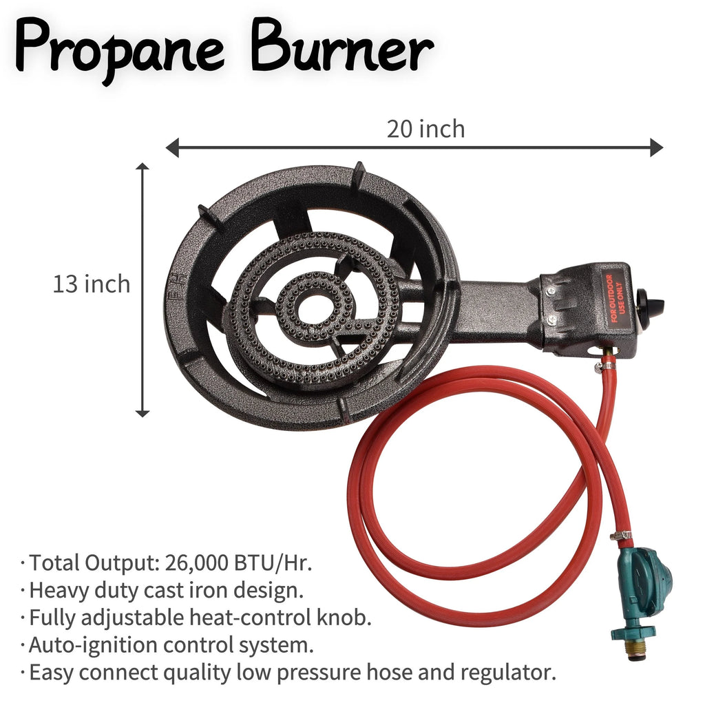 23" Heavy Duty Stainless Steel Concave Comal Set With Cast Iron Propane Burner Stove and Burner Stand W424