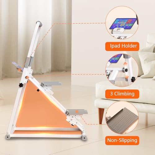Compact Adjustable Stair Stepper Machine with Handles White X438