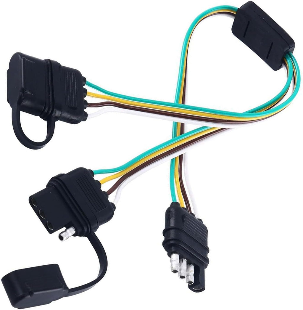 17.7" 4 Pin Flat Plug Y-Type Splitter Wiring Harness with Dust Cover P31555
