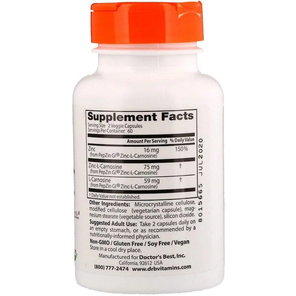 120 Veggie Capsules Zinc-L-Carnosine Complex V400