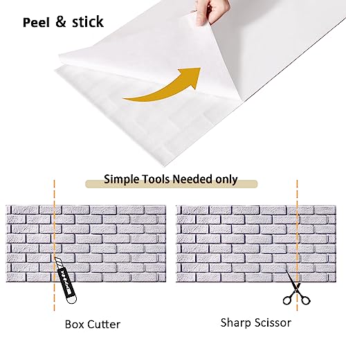 10Pcs 3D Wall Panels Peel and Stick PVC Faux Stone Backsplash E9054