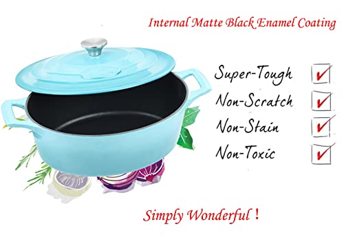 Enameled Cast Iron Covered Oval Dutch Oven Casserole Pot, 6.75 QT J729681