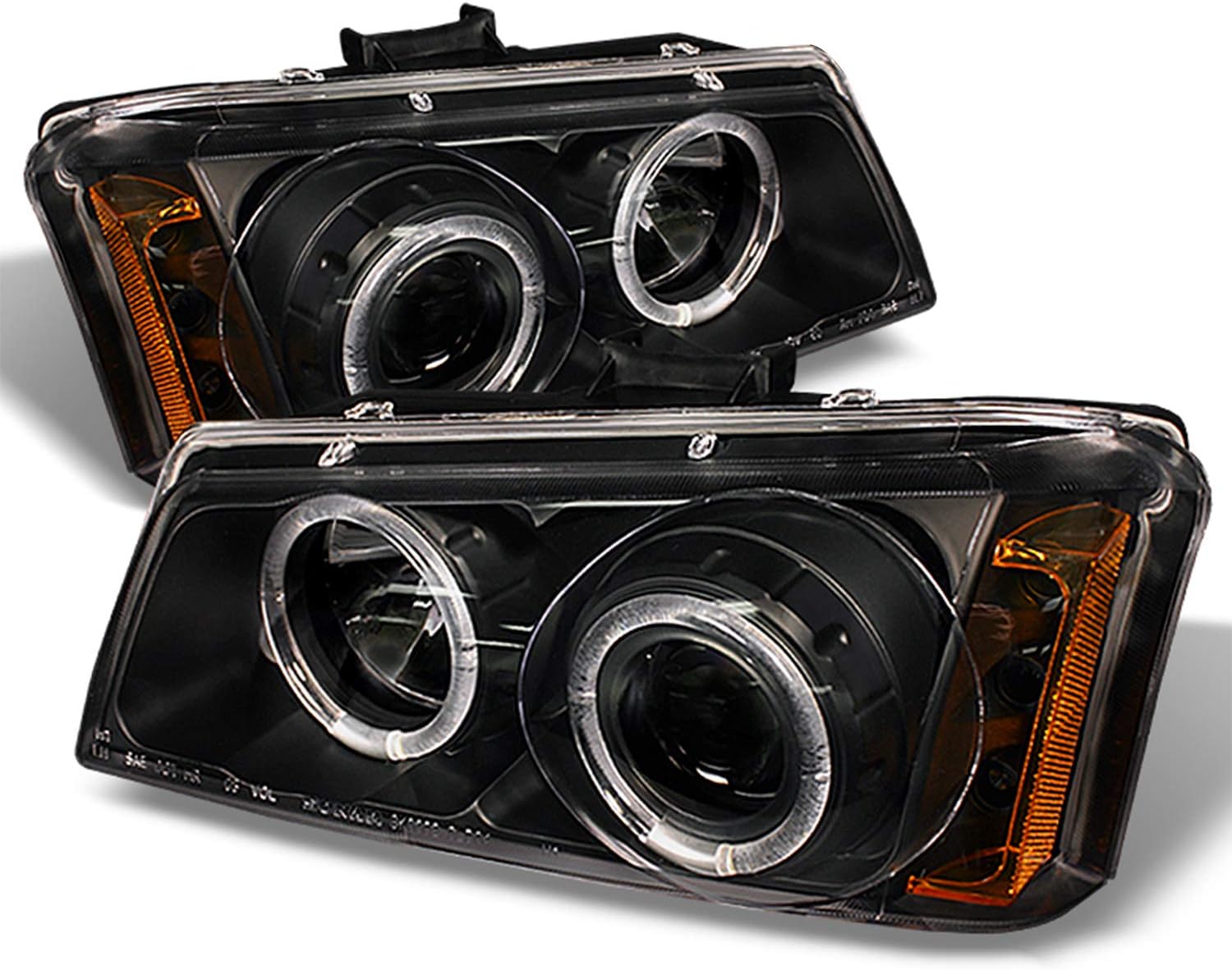 Black Housing Dual Halo Projector Headlights with LED Bumper Signal Lamps M450