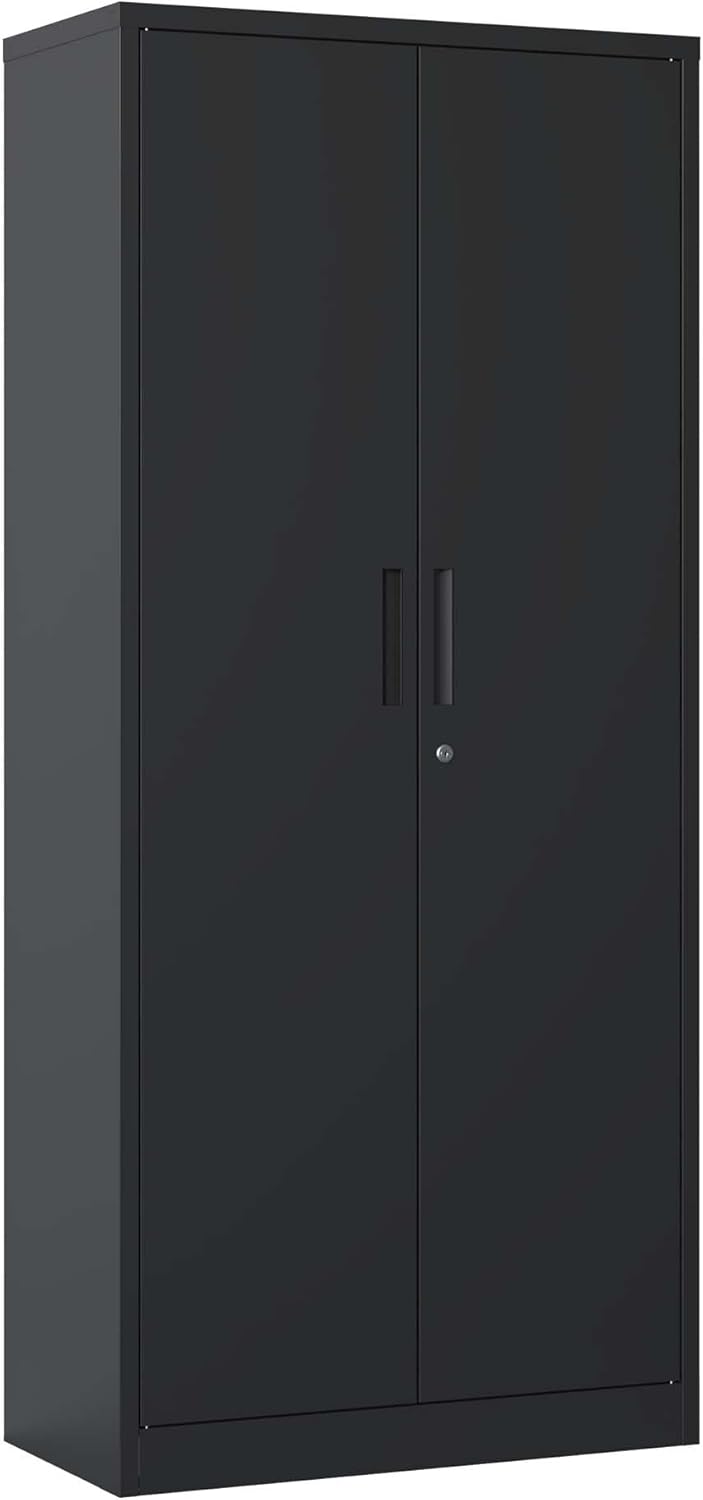 Black Metal Garage Storage Cabinet with Doors and 4 Shelves N9312