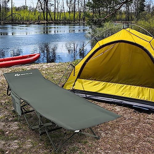Blue Folding Camping Cot with Carry Bag H6520