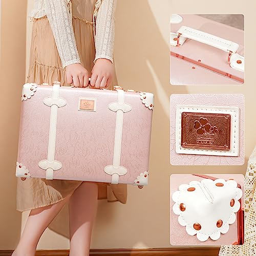 Vintage Carry-on Mini Leather Suitcase with Shoulder Strap J7481