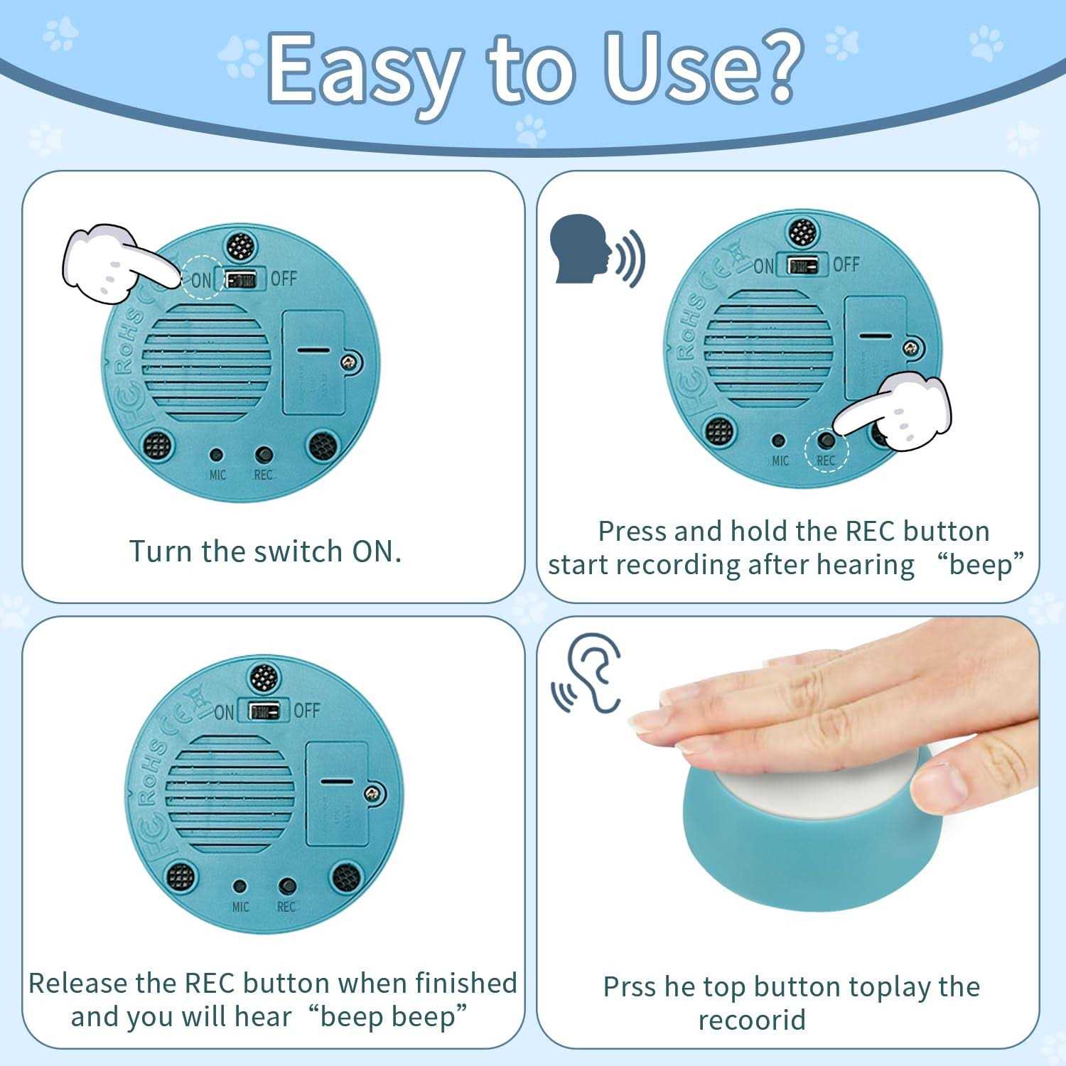 7 Dog Talking Button Set Recordable Training Buzzers Z14865