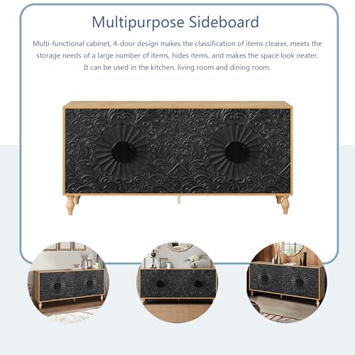 Black+White Wood Sideboard Buffet Cabinet with Storage S627
