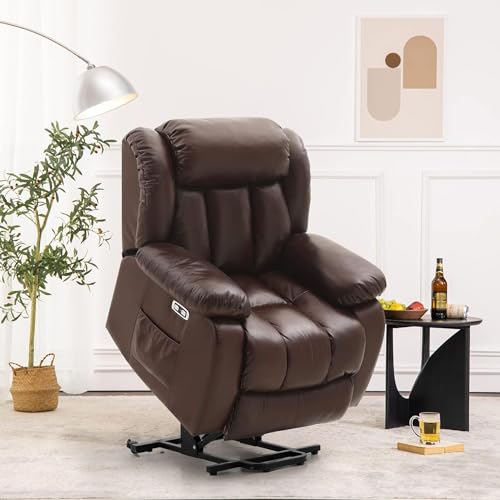 Black Genuine Leather Electric Power Lift Recliner with Massage and Heating R982