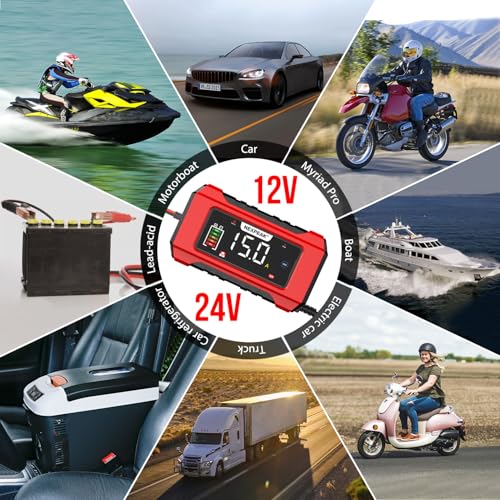15-Amp 12V 24V Portable Car Battery Charger A395837