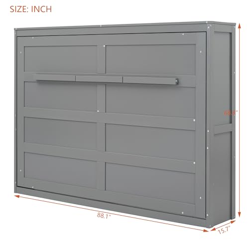 White Queen Size Wood Folding Wall Bed Q499526