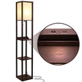 Black Shelf Floor Lamp with USB Ports and Shelves M5890