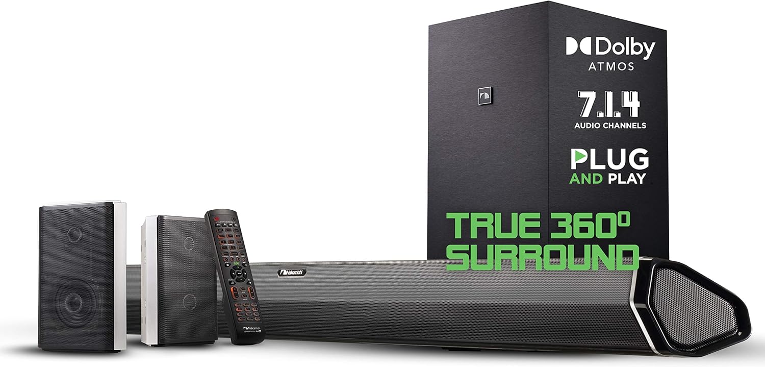 7.1.4 Channel 600W Soundbar with 8" Wireless Subwoofer and 2 Rear Surround Speakers M27609