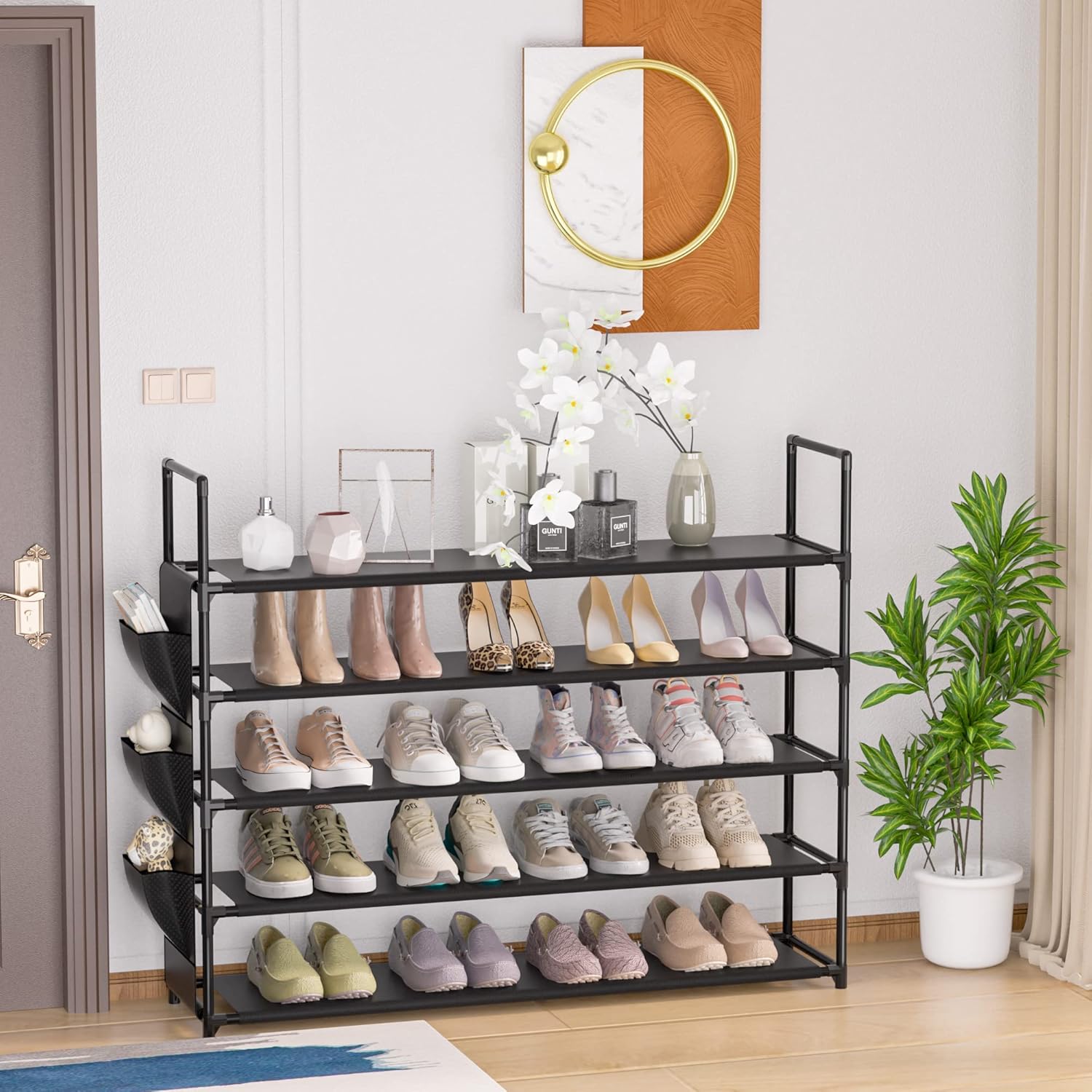5 Tier Long Shoe Rack and 10 Tier Narrow Tall Shoe Rack N293