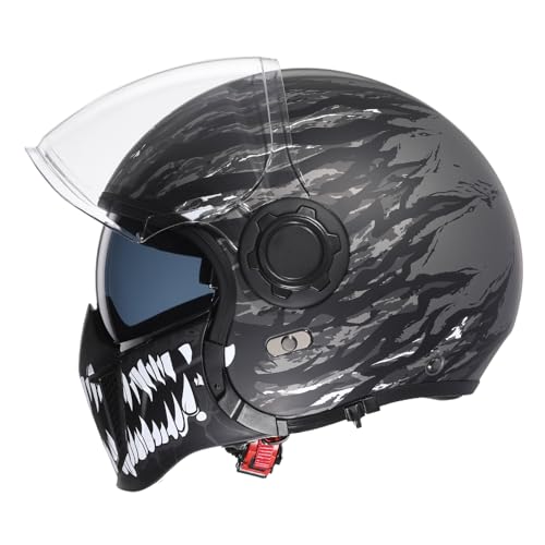 Full Face Motorcycle Helmet, Dual Visor with Internal Tinted Sunshield, Black, L J476162