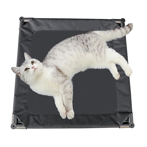 Elevated Dog Bed with Metal Frame, Cooling Raised Pet Cot (Small-18.5x18.5x5.5 inch, Black) Q499763