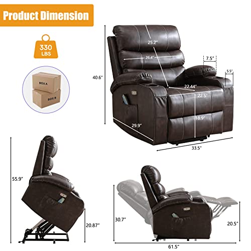 Power Lift Chair with Massage and Heat, PU Leather I92551