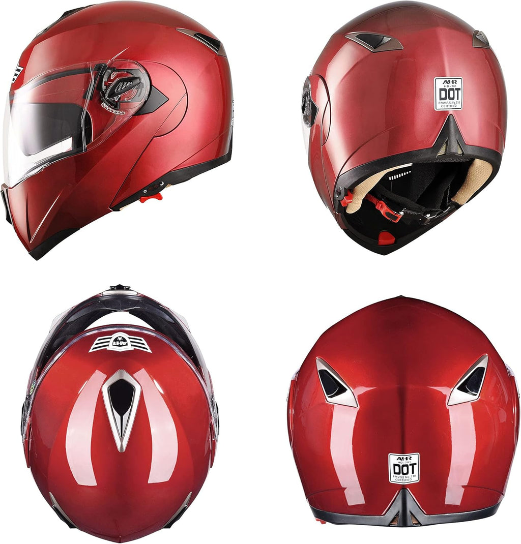 Full Face Bluetooth Motorcycle Helmet Flip Up Modular Helmet Dual Visors R95868