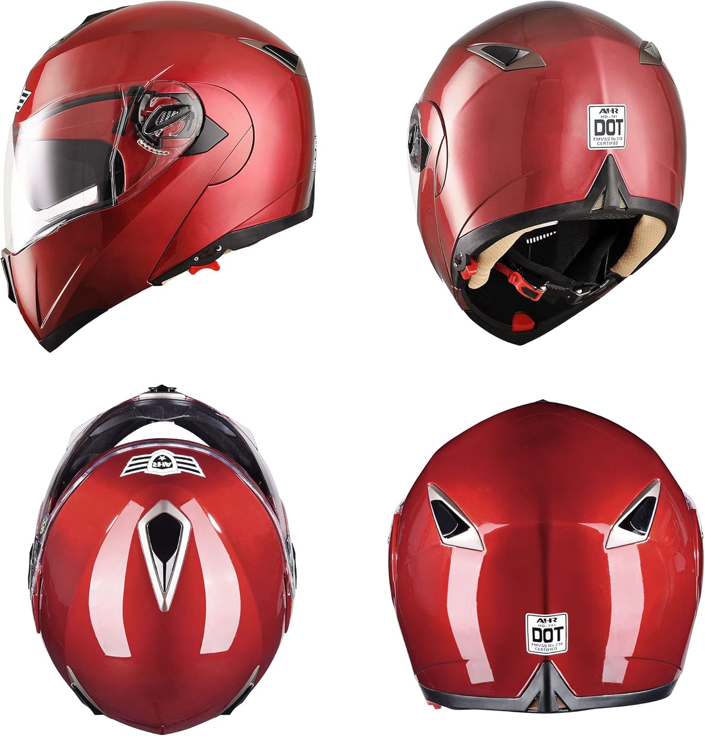 Full Face Bluetooth Motorcycle Helmet Flip Up Modular Helmet Dual Visors R95868