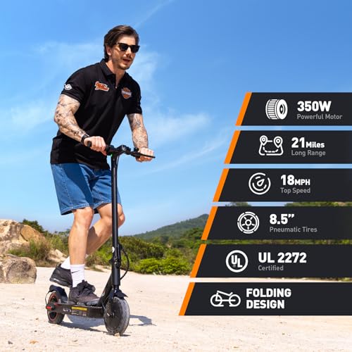 Electric Scooter with 500W Motor, 22 MPH Top Speed, 23 Miles Range, 10" Pneumatic Tires F75116