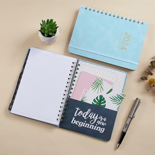 2024 Spiral Bound Weekly and Monthly Planner 6.4"x8.5" Jan 2024-Dec 2024 with Tabs Brown D345676