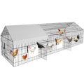 Metal Chicken Coop 87"×40" with Cover Chicken Run Pen Large Portable Chicken Playpen Enclosure J17667