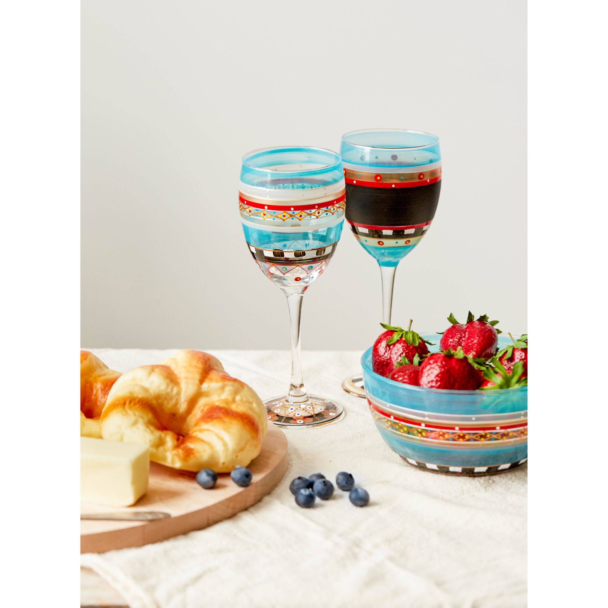 Set of 2 Hand Painted Wine Glasses, 10.5 oz. O8076