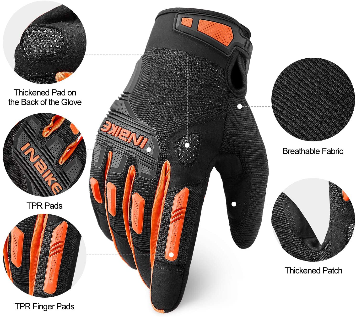 MTB Mountain Bike Gloves Touchscreen with EVA Padded TPR Knuckle Protection C407