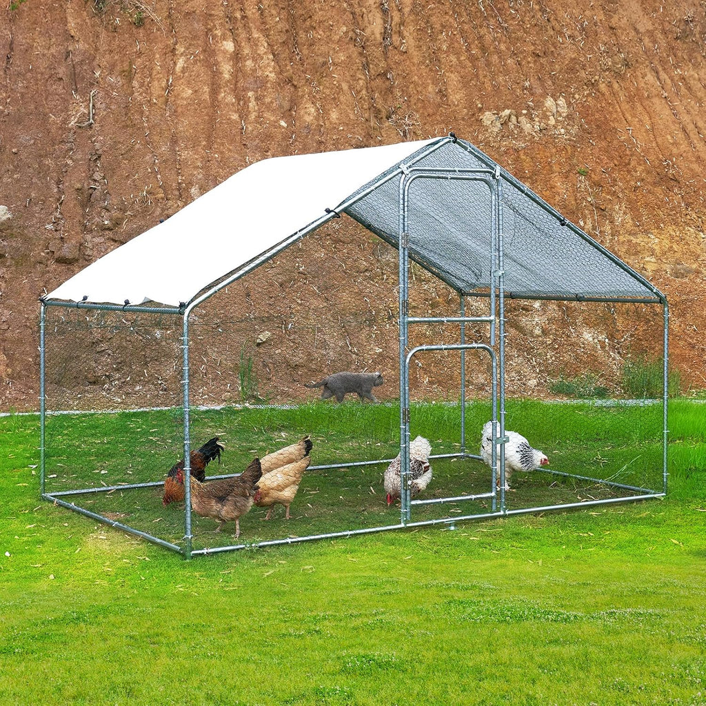 Large Metal Chicken Coop with Anti-UV Cover (9.8 * 6.6FT) N117067