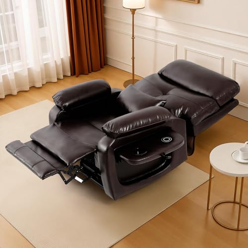 Dual Motor Power Lift Recliner Chair with Heat & Massage, Leather (Beige) Q377568
