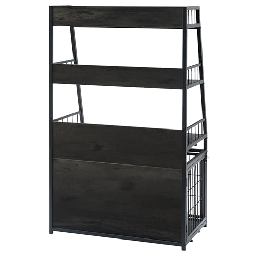 Heavy Duty Wooden Dog Crate with 3 Doors and 3-Layer Storage Shelves D45630
