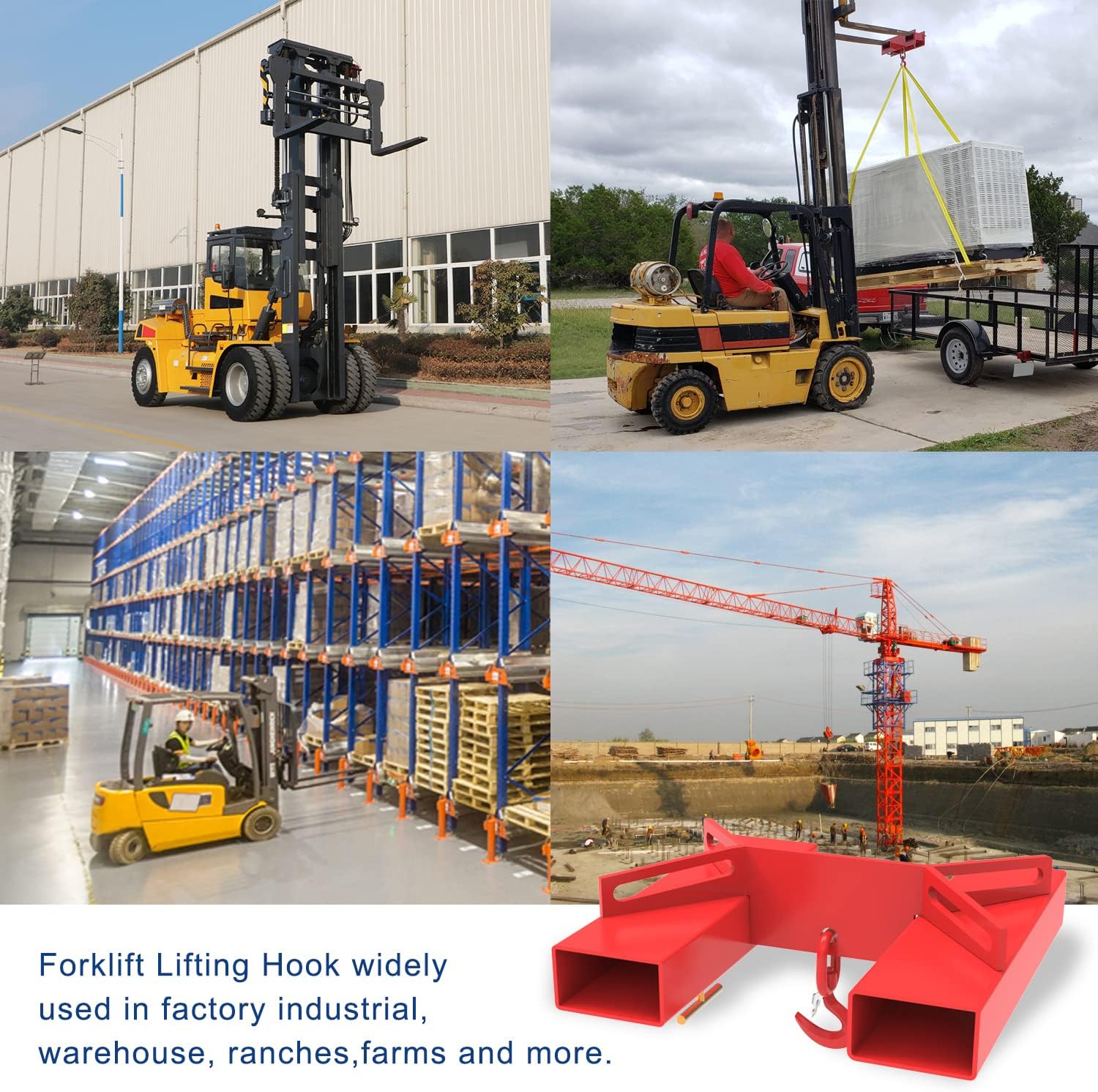 6600lbs Capacity Forklift Lifting Hook with Swivel Hook J6987