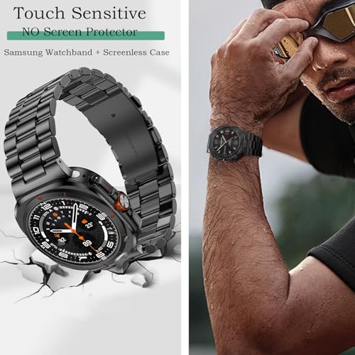 Solid Stainless Steel Band Compatible Samsung Galaxy Watch Ultra 47mm with Pc Case R99371