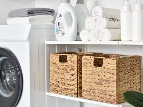 Natural Medium 4 Pack Wicker Storage Cubes with Liners H7631