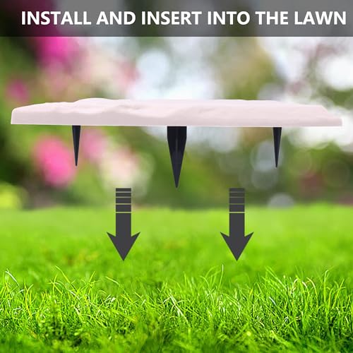 4 Pcs Large Plastic Stepping Stones with Ground Stakes J50540