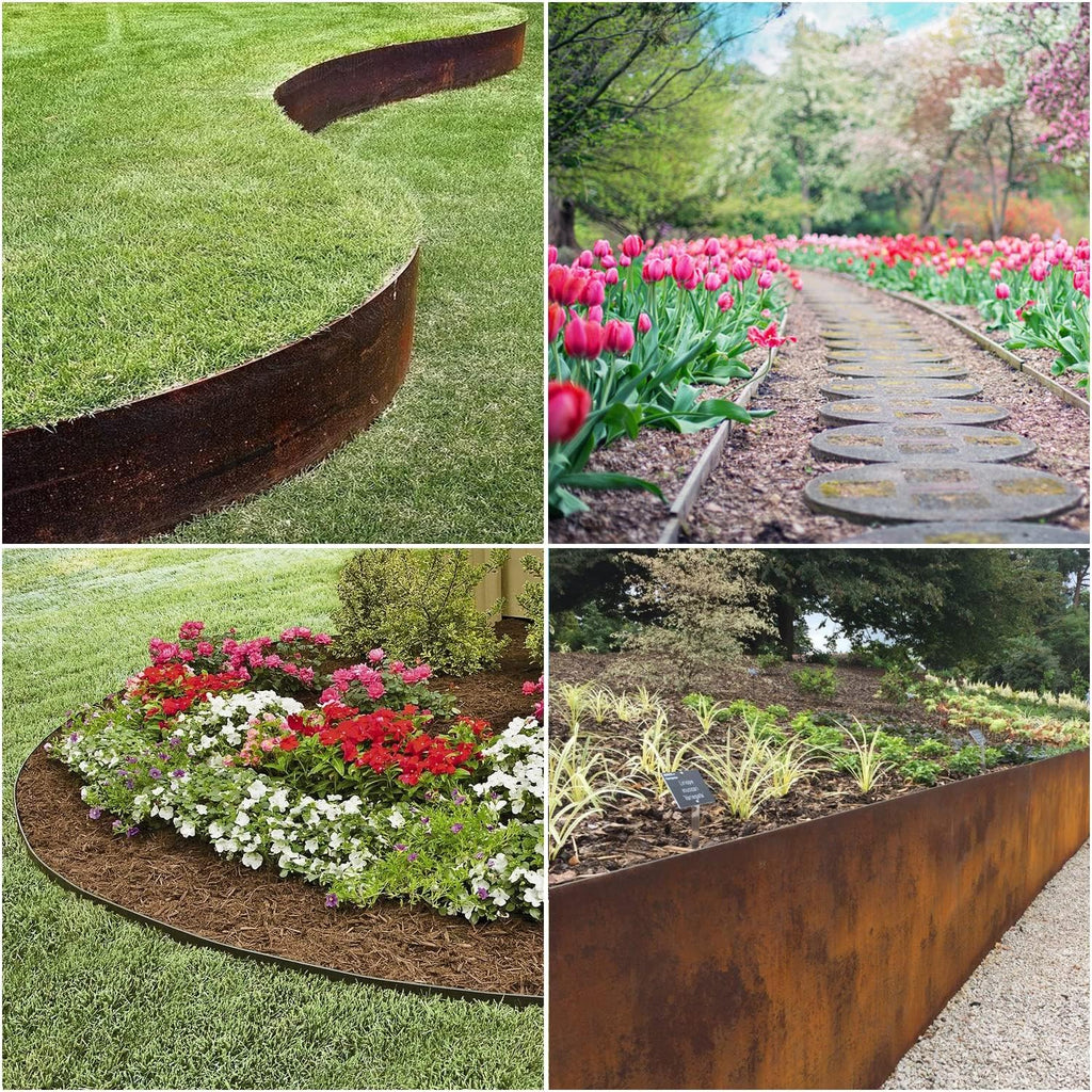 6 Pack Pre-Rusted Steel Lawn Edging, 40 inch Strips, 6 inch Depth X9826