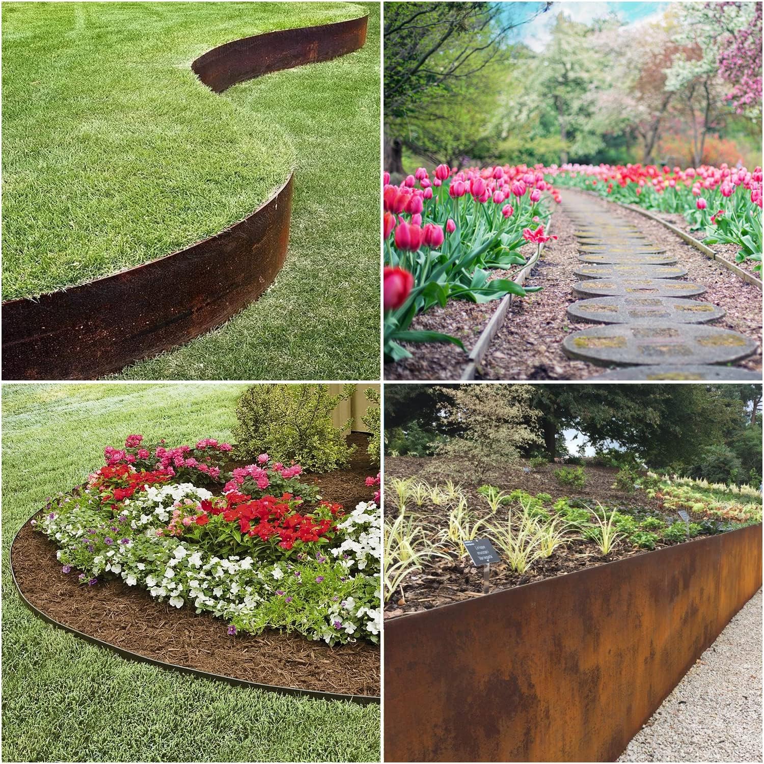6 Pack Pre-Rusted Steel Lawn Edging, 40 inch Strips, 6 inch Depth X9826