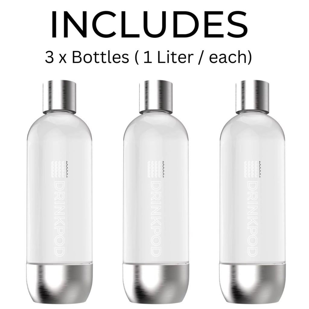 Stainless Steel Sparkling Water Machine with 1 CO2 Cylinder and 3 Bottles C552251